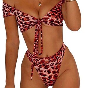 Leopard print two-piece bikini set